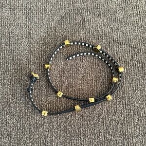 henri bendel Black and Gold Leather Wrap Bracelet